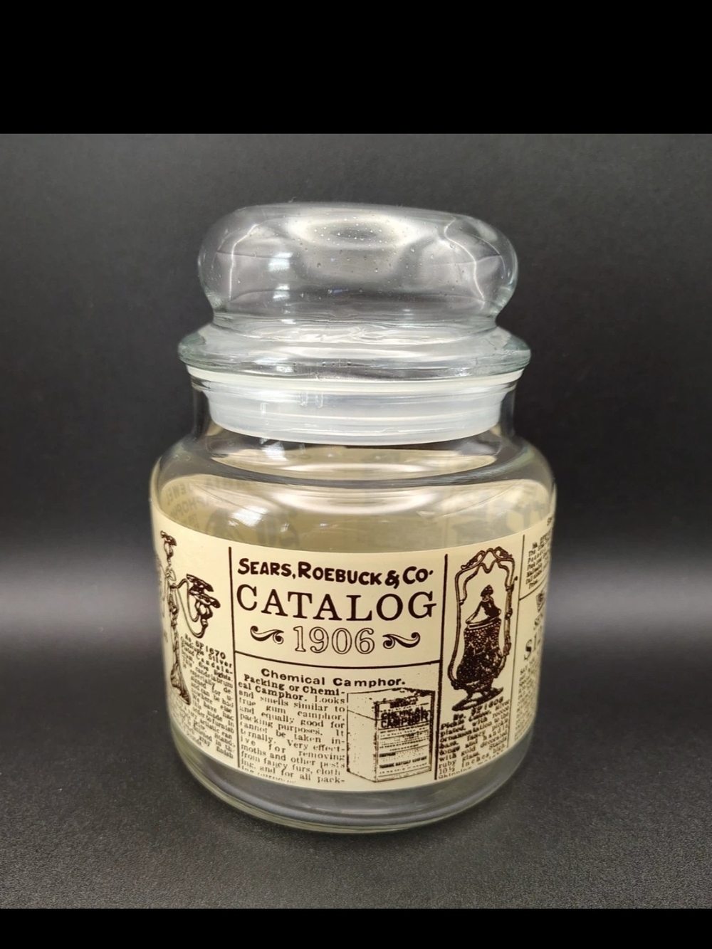Sears, Roebuck & Co. Catalog 1906 Vintage Glass Apothecary Jar - Clear